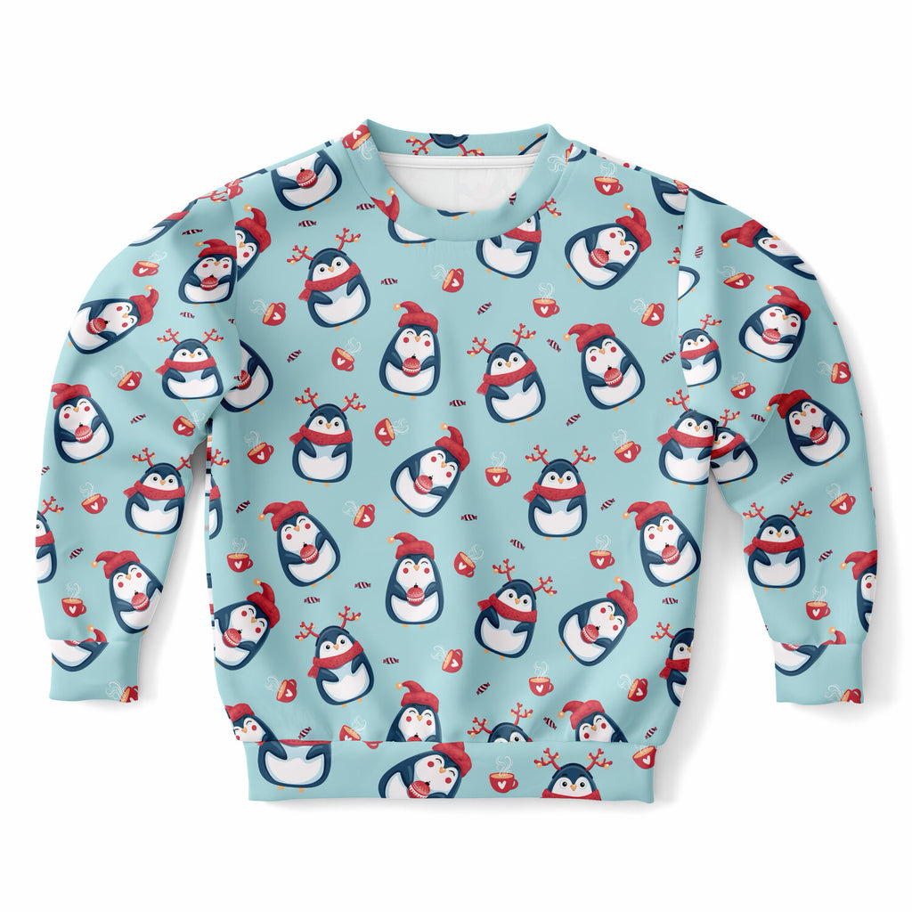 Kids Reindeer Penguin Sweatshirt – Ultra Soft & Stretchy, Cozy Fleece or Lightweight Sports Fabric Sweatshirt – Ultra Soft & Stretchy, Cozy Fleece or Lightweight Sports Fabric