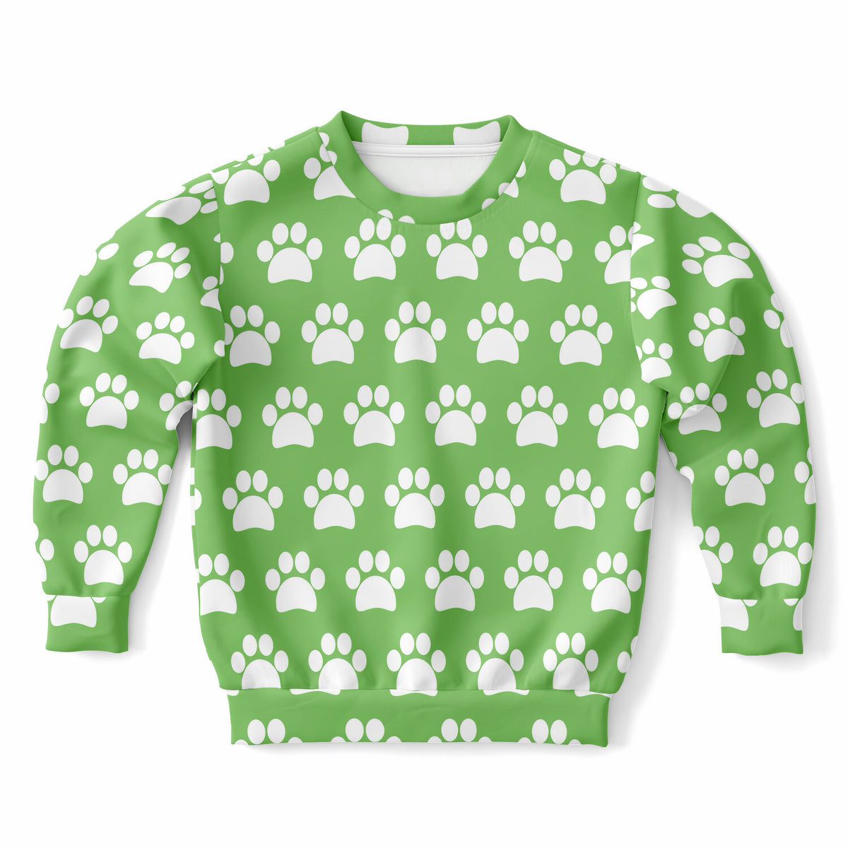 Kids Green Paw Print Sweatshirt – Ultra Soft & Stretchy, Cozy Fleece or Lightweight Sports Fabric Sweatshirt – Ultra Soft & Stretchy, Cozy Fleece or Lightweight Sports Fabric