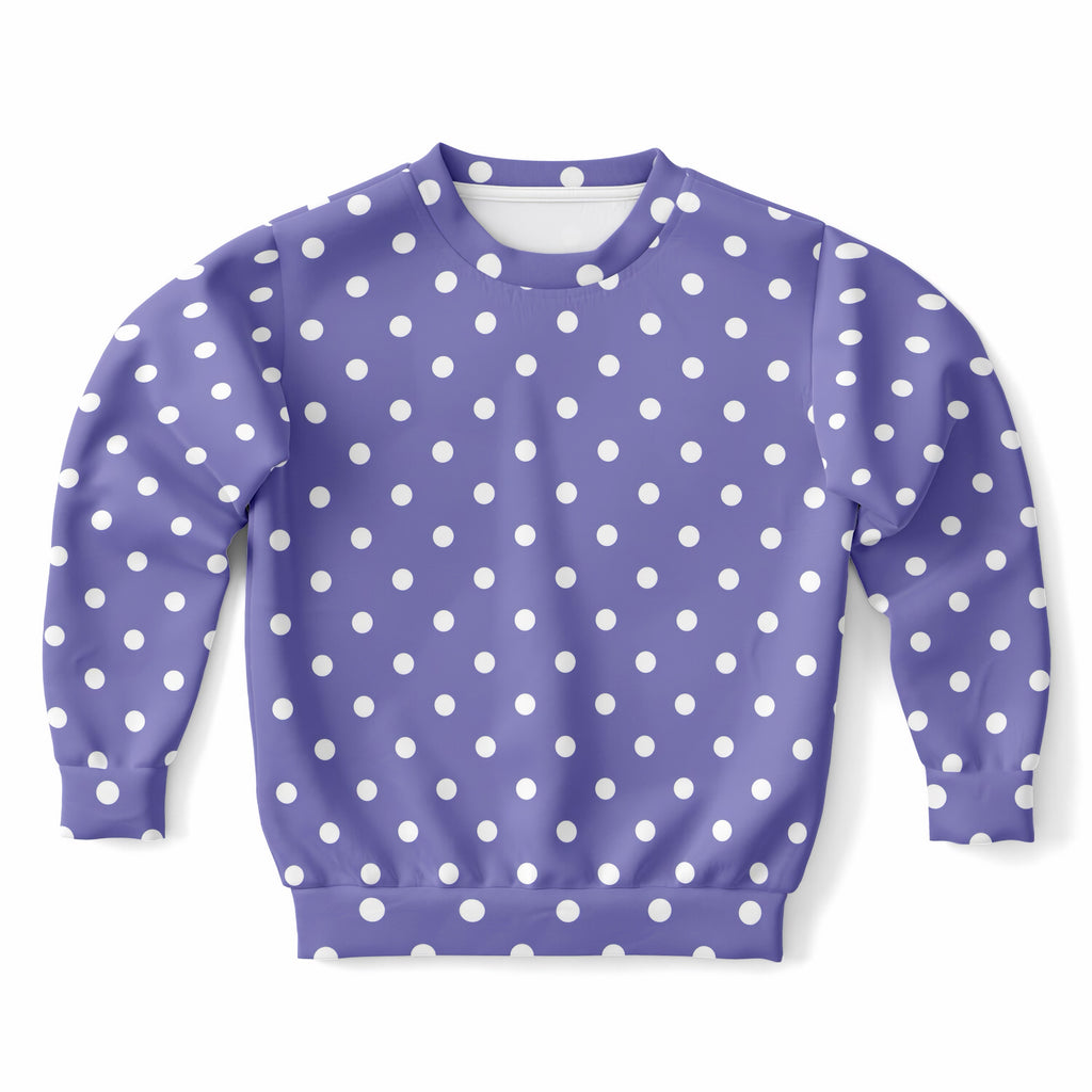 Kids Lavender Purple Polka Dot Sweatshirt – Ultra Soft & Stretchy, Cozy Fleece or Lightweight Sports Fabric Sweatshirt – Ultra Soft & Stretchy, Cozy Fleece or Lightweight Sports Fabric