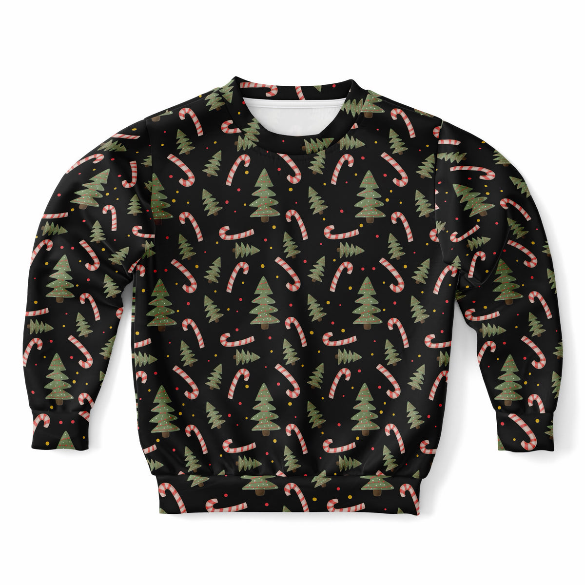 Kids Christmas Tree & Candy Cane Sweatshirt – Ultra Soft & Stretchy, Cozy Fleece or Lightweight Sports Fabric Sweatshirt – Ultra Soft & Stretchy, Cozy Fleece or Lightweight Sports Fabric