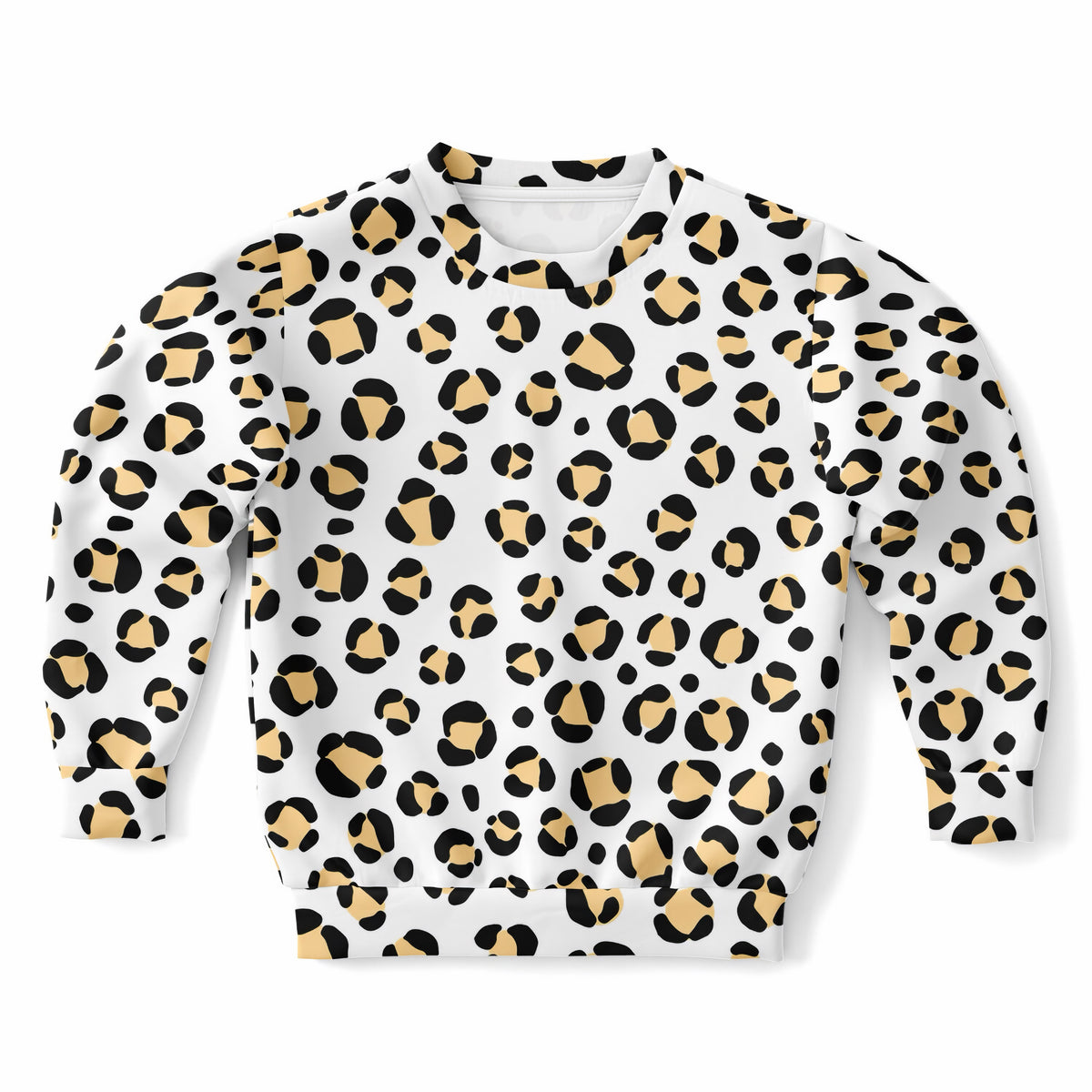 Kids Black & Tan Leopard Print Sweatshirt – Ultra Soft & Stretchy, Cozy Fleece or Lightweight Sports Fabric Sweatshirt – Ultra Soft & Stretchy, Cozy Fleece or Lightweight Sports Fabric