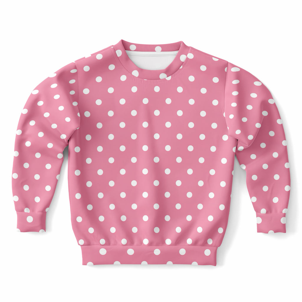 Kids Pink Polka Dot Sweatshirt – Ultra Soft & Stretchy, Cozy Fleece or Lightweight Sports Fabric Sweatshirt – Ultra Soft & Stretchy, Cozy Fleece or Lightweight Sports Fabric