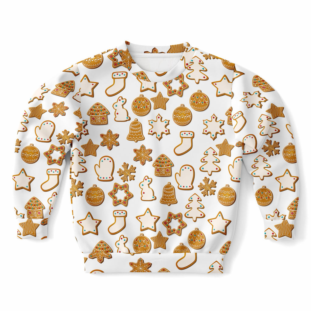 Kids Christmas Gingerbread Cookie Sweatshirt – Ultra Soft & Stretchy, Cozy Fleece or Lightweight Sports Fabric Sweatshirt – Ultra Soft & Stretchy, Cozy Fleece or Lightweight Sports Fabric