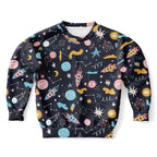 Kids Outer Space Sweatshirt – Cozy Cotton Fleece or Lightweight Sports Fabric