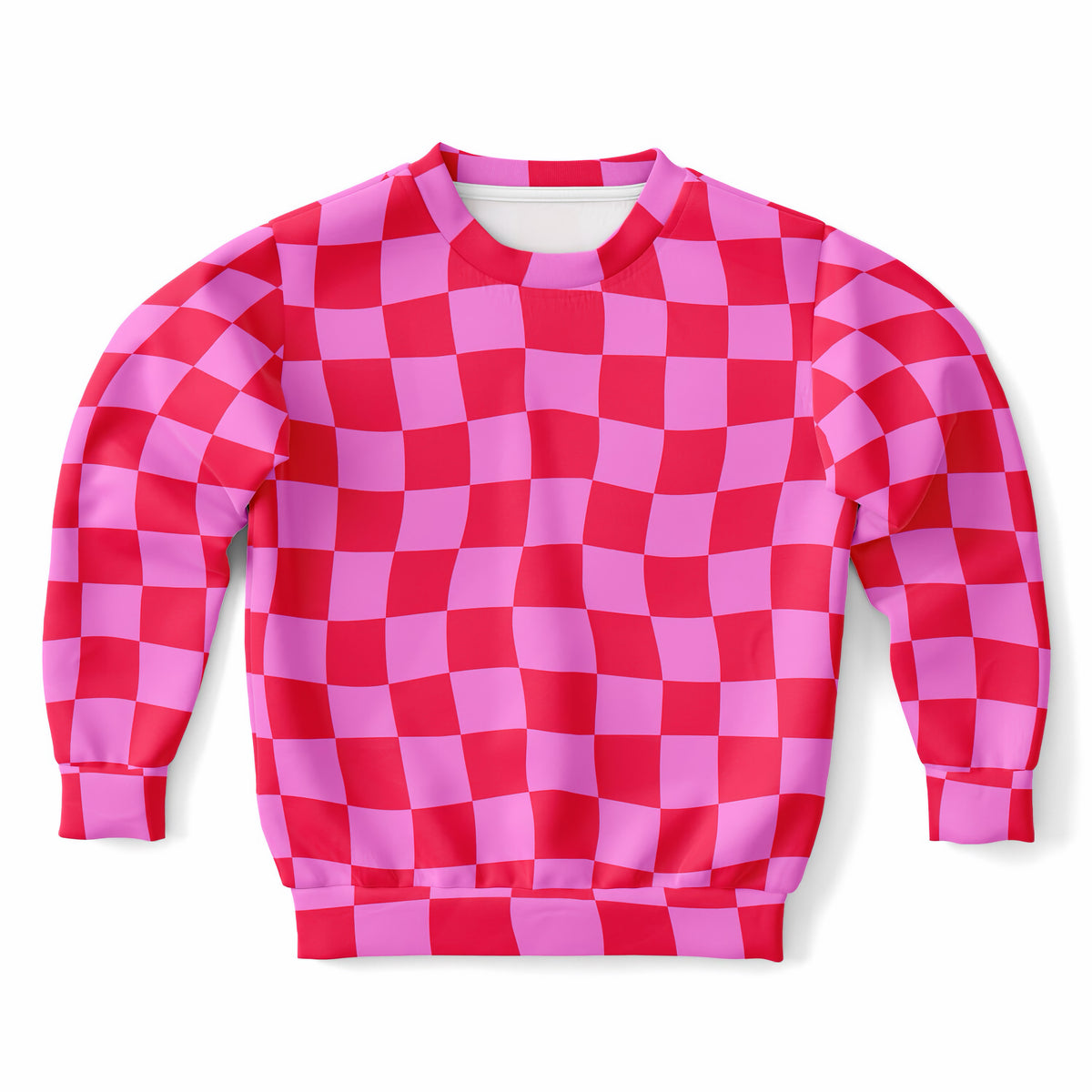 Girls Bright Pink and Red Checkered Sweatshirt – Ultra Soft & Stretchy, Cozy Fleece or Lightweight Sports Fabric Sweatshirt – Ultra Soft & Stretchy, Cozy Fleece or Lightweight Sports Fabric