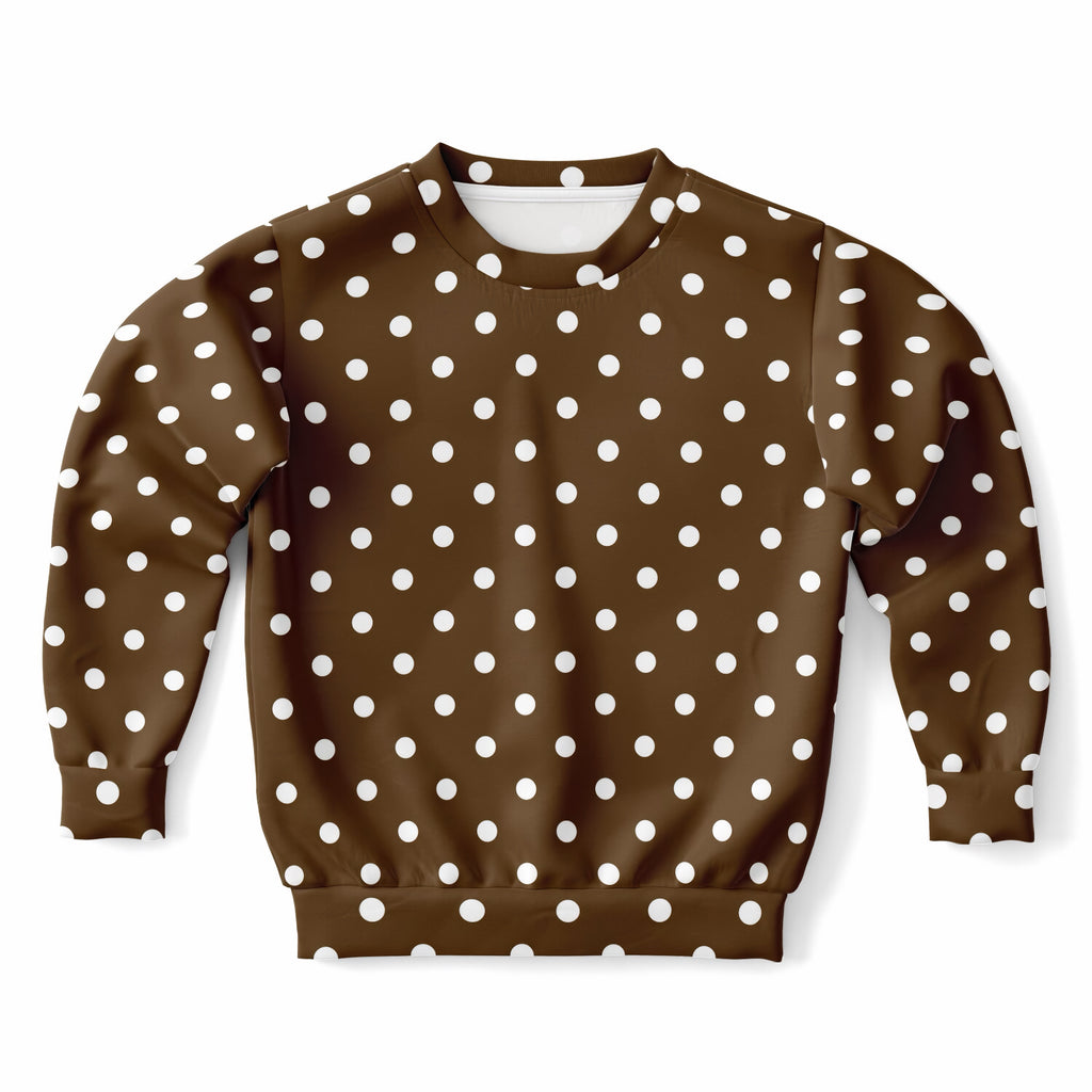 Kids Brown Polka Dot Sweatshirt – Ultra Soft & Stretchy, Cozy Fleece or Lightweight Sports Fabric Sweatshirt – Ultra Soft & Stretchy, Cozy Fleece or Lightweight Sports Fabric