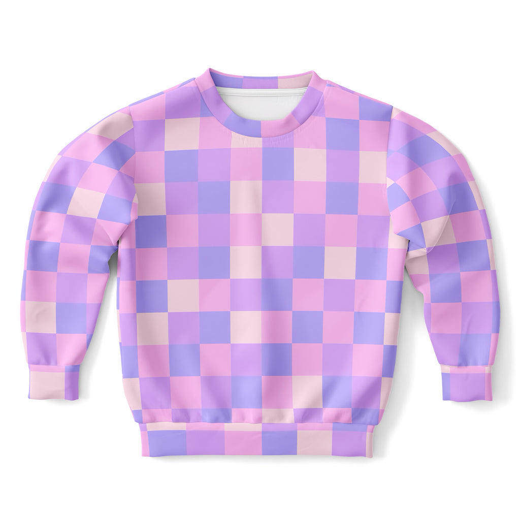 Girls Pink & Purple Plaid Sweatshirt – Ultra Soft & Stretchy, Cozy Fleece or Lightweight Sports Fabric Sweatshirt – Ultra Soft & Stretchy, Cozy Fleece or Lightweight Sports Fabric