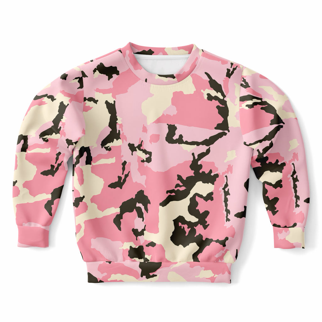 Girls Classic Pink Camouflage Sweatshirt – Ultra Soft & Stretchy, Cozy Fleece or Lightweight Sports Fabric Sweatshirt – Ultra Soft & Stretchy, Cozy Fleece or Lightweight Sports Fabric