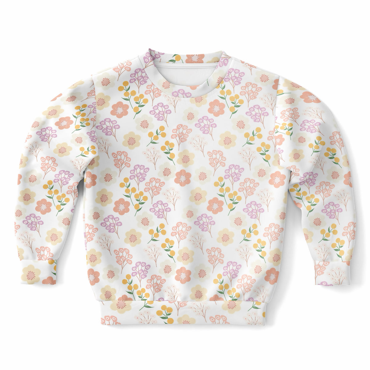 Girls Pastel Wildflower Sweatshirt – Ultra Soft & Stretchy, Cozy Fleece or Lightweight Sports Fabric Sweatshirt – Ultra Soft & Stretchy, Cozy Fleece or Lightweight Sports Fabric
