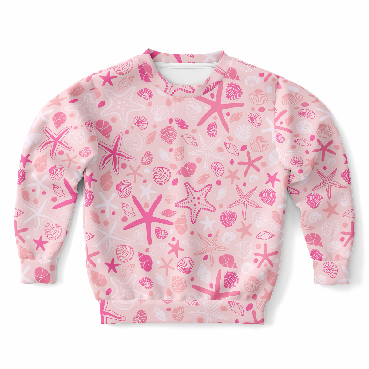 Girls Pink Starfish and Seashells Sweatshirt – Ultra Soft & Stretchy, Cozy Fleece or Lightweight Sports Fabric Sweatshirt – Ultra Soft & Stretchy, Cozy Fleece or Lightweight Sports Fabric