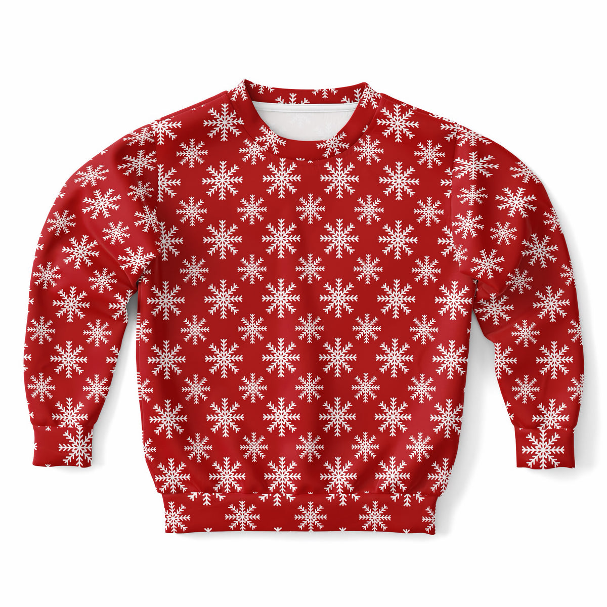 Kids Red Christmas Snowflake Sweatshirt – Ultra Soft & Stretchy, Cozy Fleece or Lightweight Sports Fabric Sweatshirt – Ultra Soft & Stretchy, Cozy Fleece or Lightweight Sports Fabric