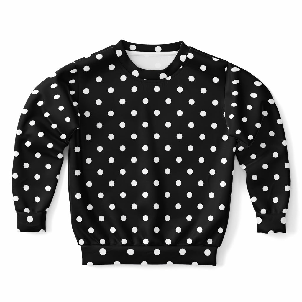 Kids Black Polka Dot Sweatshirt – Ultra Soft & Stretchy, Cozy Fleece or Lightweight Sports Fabric Sweatshirt – Ultra Soft & Stretchy, Cozy Fleece or Lightweight Sports Fabric