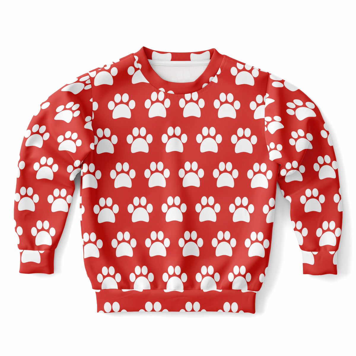 Kids Red Paw Print Sweatshirt – Ultra Soft & Stretchy, Cozy Fleece or Lightweight Sports Fabric Sweatshirt – Ultra Soft & Stretchy, Cozy Fleece or Lightweight Sports Fabric
