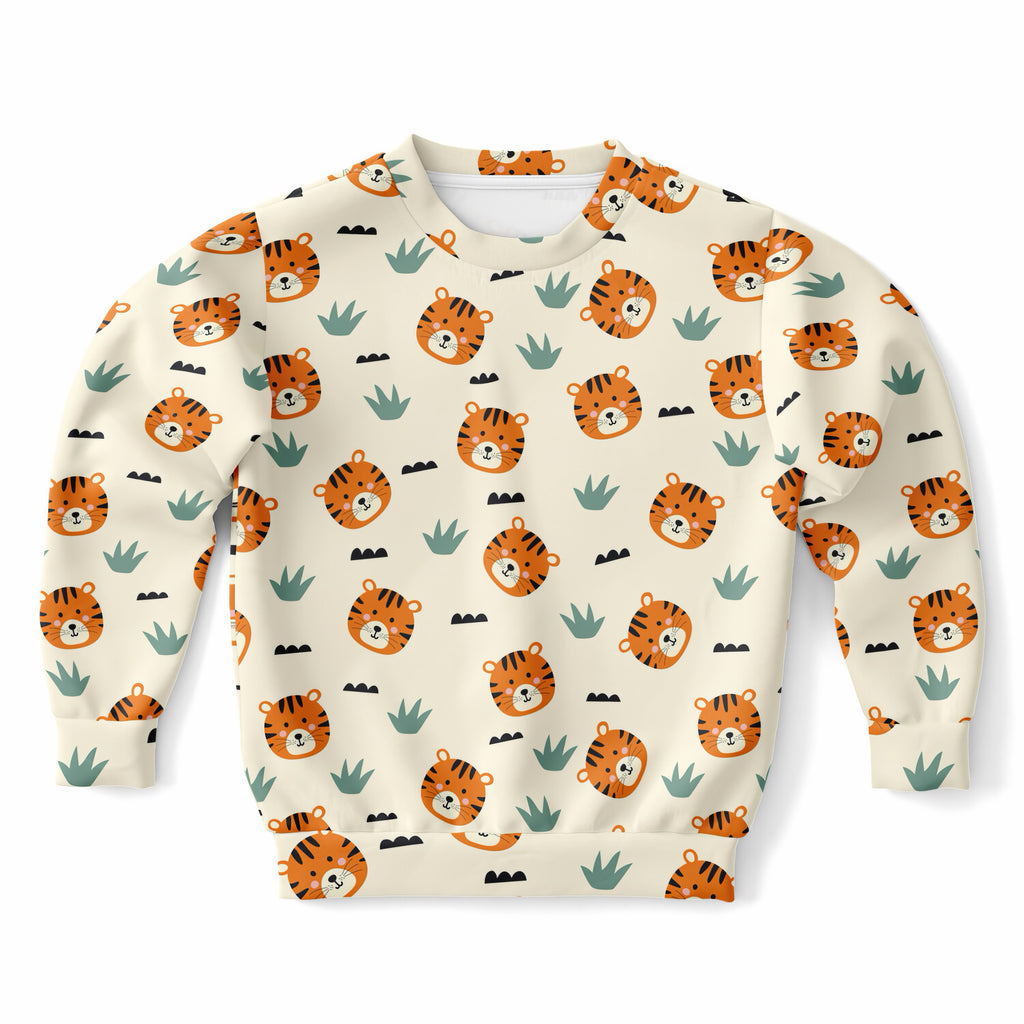 Kids Tiger Face Sweatshirt – Ultra Soft & Stretchy, Cozy Fleece or Lightweight Sports Fabric Sweatshirt – Ultra Soft & Stretchy, Cozy Fleece or Lightweight Sports Fabric