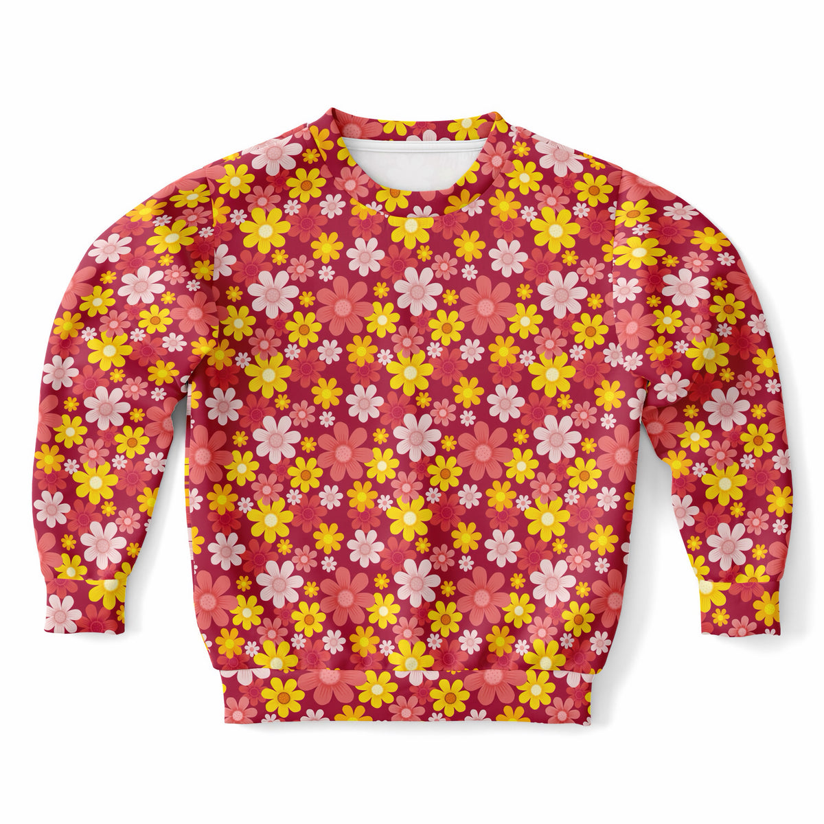 Kids Red Floral Sweatshirt – Ultra Soft & Stretchy, Cozy Fleece or Lightweight Sports Fabric Sweatshirt – Ultra Soft & Stretchy, Cozy Fleece or Lightweight Sports Fabric