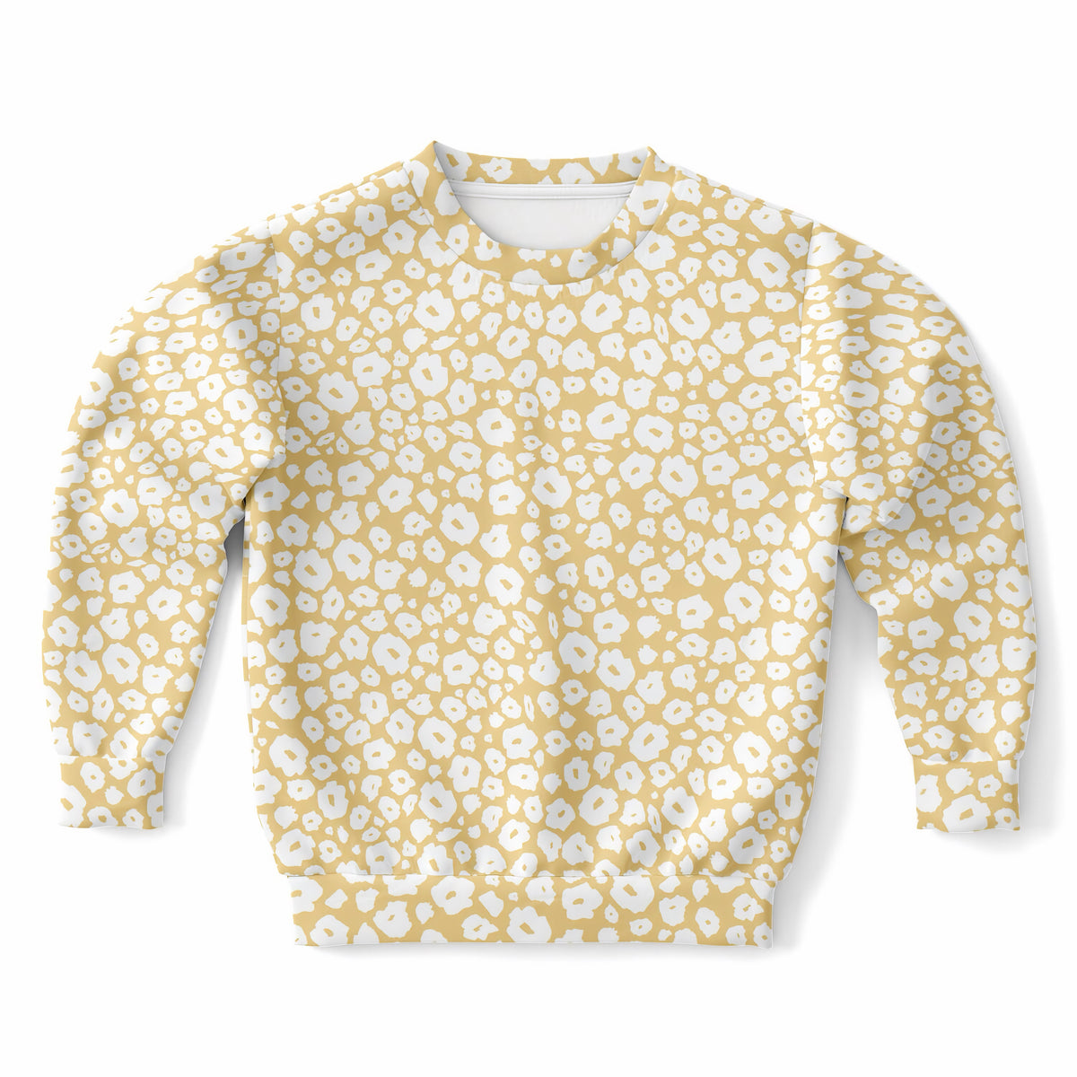 Kids Light Yellow Leopard Print Sweatshirt – Ultra Soft & Stretchy, Cozy Fleece or Lightweight Sports Fabric Sweatshirt – Ultra Soft & Stretchy, Cozy Fleece or Lightweight Sports Fabric