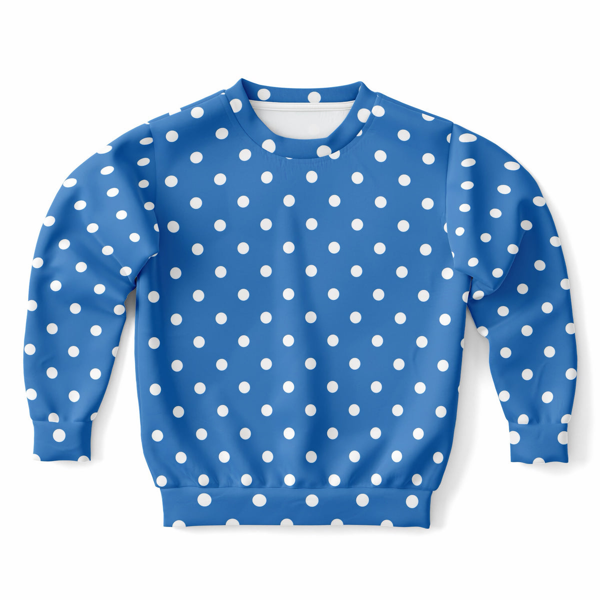Kids Bright Blue Polka Dot Sweatshirt – Ultra Soft & Stretchy, Cozy Fleece or Lightweight Sports Fabric Sweatshirt – Ultra Soft & Stretchy, Cozy Fleece or Lightweight Sports Fabric