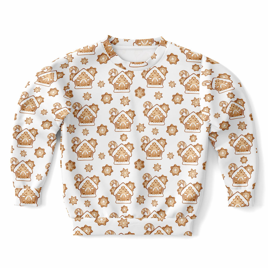 Kids Christmas Gingerbread House Sweatshirt – Ultra Soft & Stretchy, Cozy Fleece or Lightweight Sports Fabric Sweatshirt – Ultra Soft & Stretchy, Cozy Fleece or Lightweight Sports Fabric