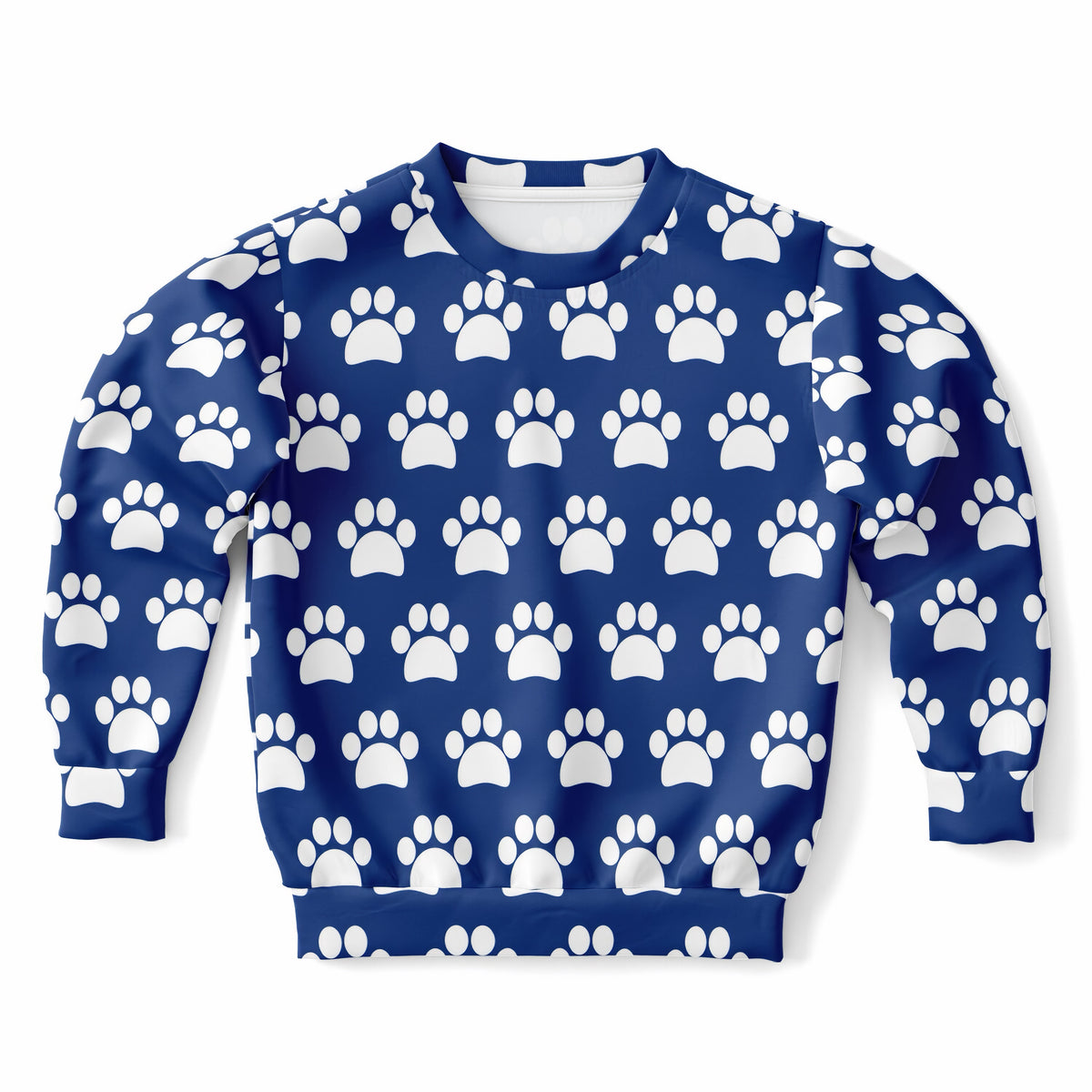 Kids Dark Blue Paw Print Sweatshirt – Ultra Soft & Stretchy, Cozy Fleece or Lightweight Sports Fabric Sweatshirt – Ultra Soft & Stretchy, Cozy Fleece or Lightweight Sports Fabric