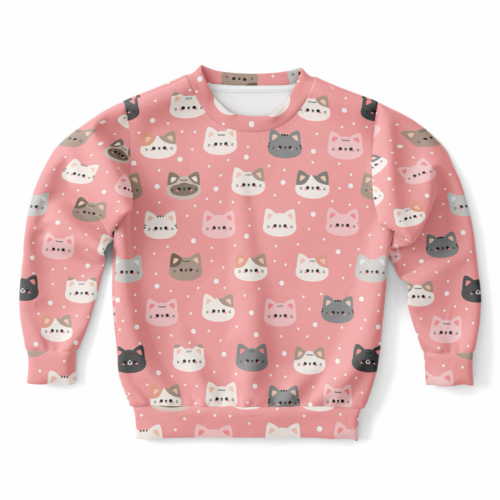 Girls Pink Cat Sweatshirt – Ultra Soft & Stretchy, Cozy Fleece or Lightweight Sports Fabric Sweatshirt – Ultra Soft & Stretchy, Cozy Fleece or Lightweight Sports Fabric