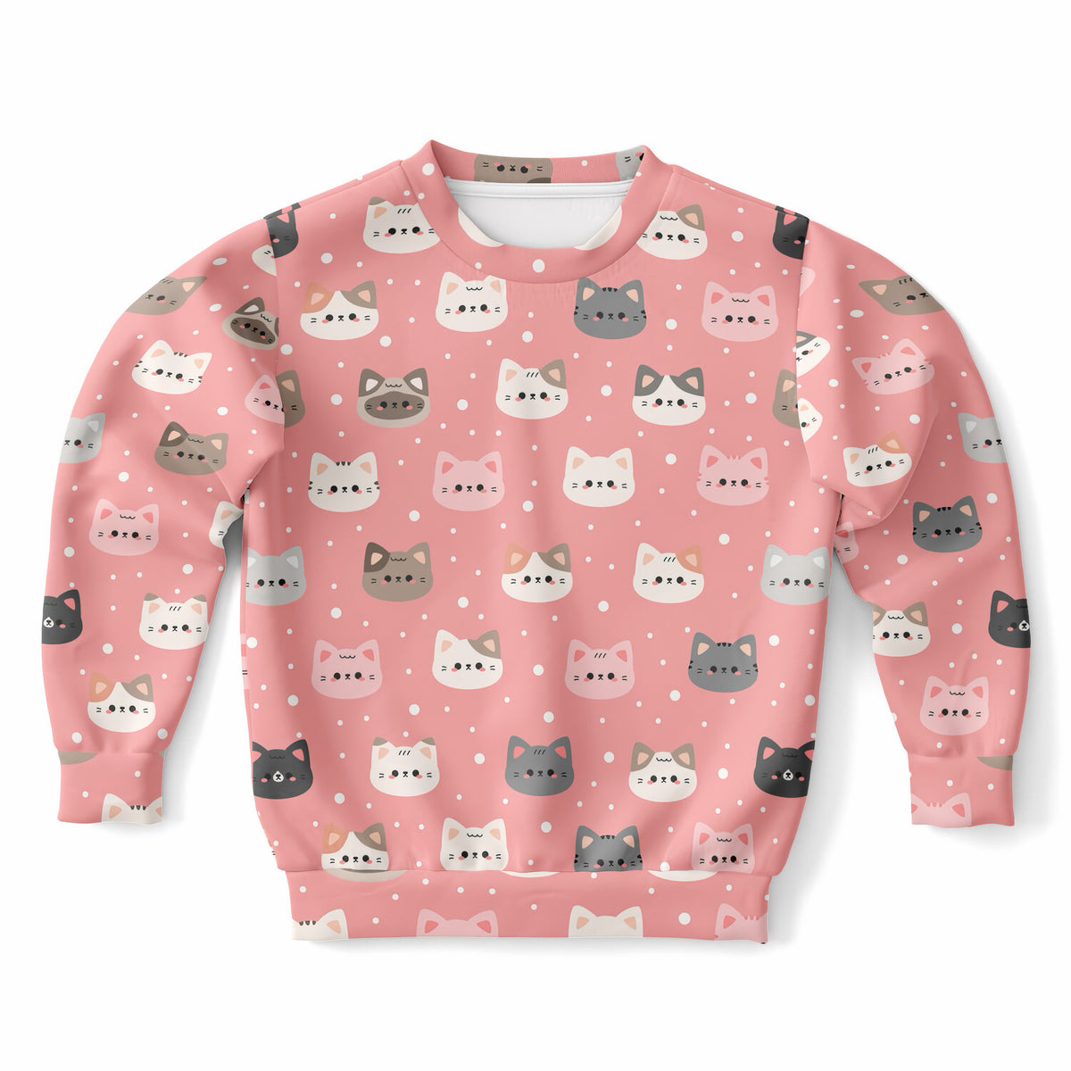 Girls Pink Cat Sweatshirt – Ultra Soft & Stretchy, Cozy Fleece or Lightweight Sports Fabric Sweatshirt – Ultra Soft & Stretchy, Cozy Fleece or Lightweight Sports Fabric