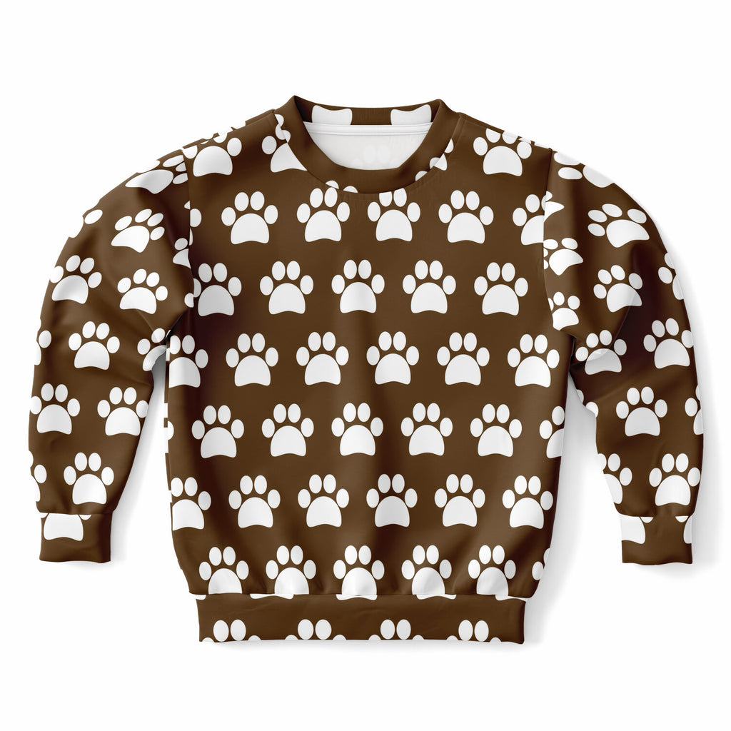Kids Brown Paw Print Sweatshirt – Ultra Soft & Stretchy, Cozy Fleece or Lightweight Sports Fabric Sweatshirt – Ultra Soft & Stretchy, Cozy Fleece or Lightweight Sports Fabric