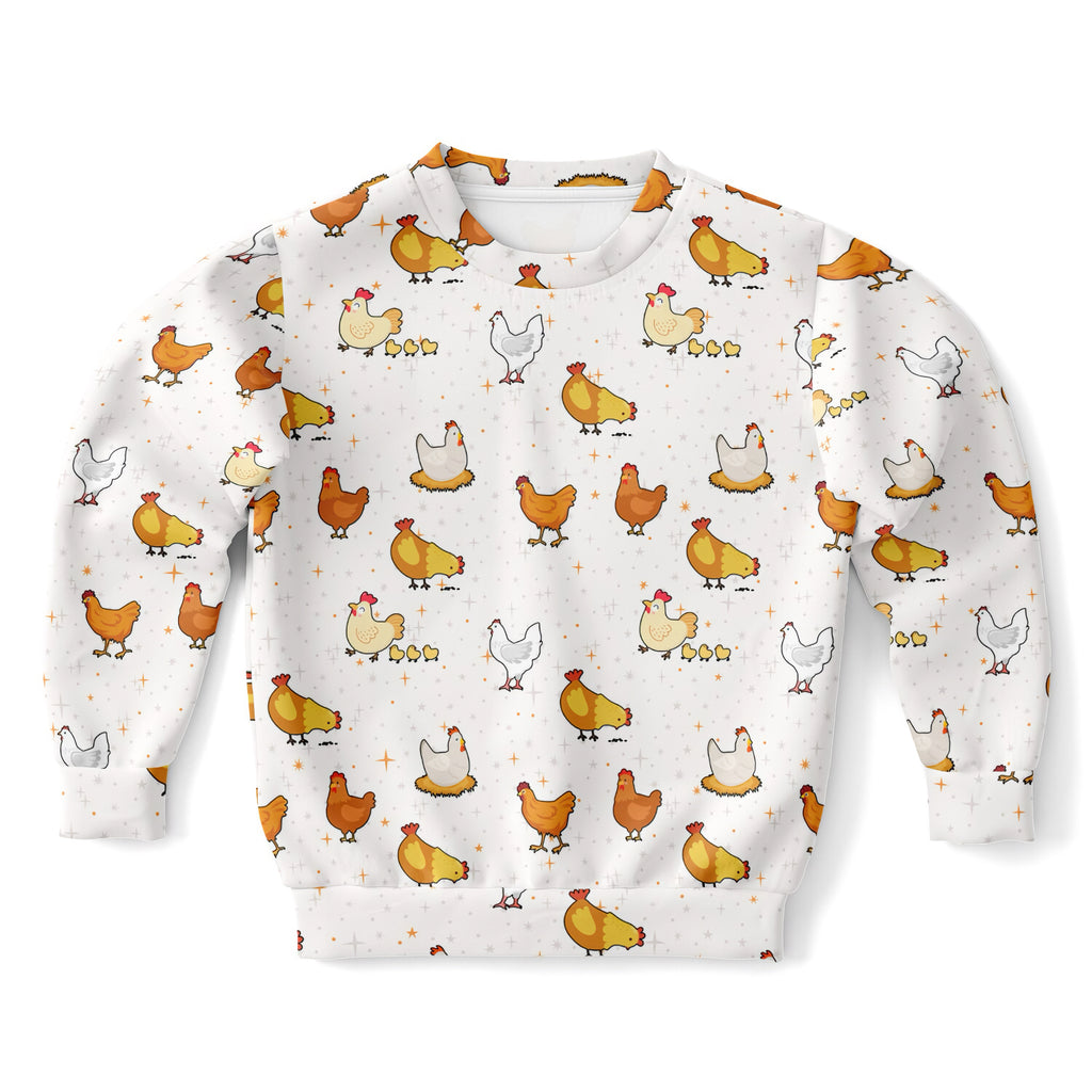 Kids Chicken Sweatshirt – Cozy Cotton Fleece or Lightweight Sports Fabric