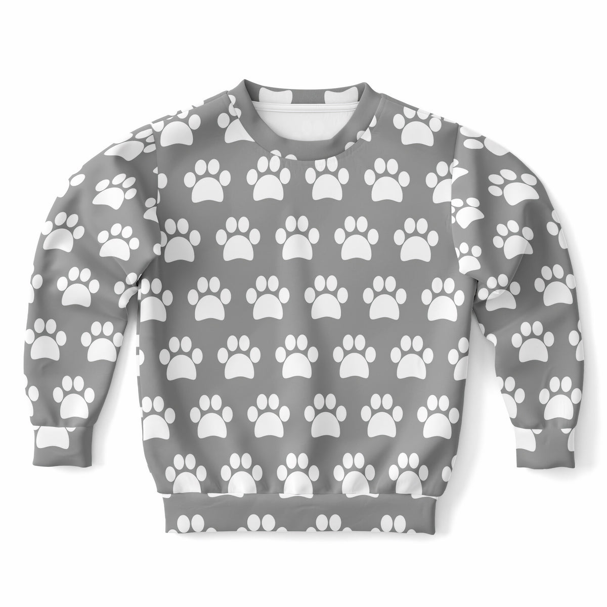Kids Gray Paw Print Sweatshirt – Ultra Soft & Stretchy, Cozy Fleece or Lightweight Sports Fabric Sweatshirt – Ultra Soft & Stretchy, Cozy Fleece or Lightweight Sports Fabric