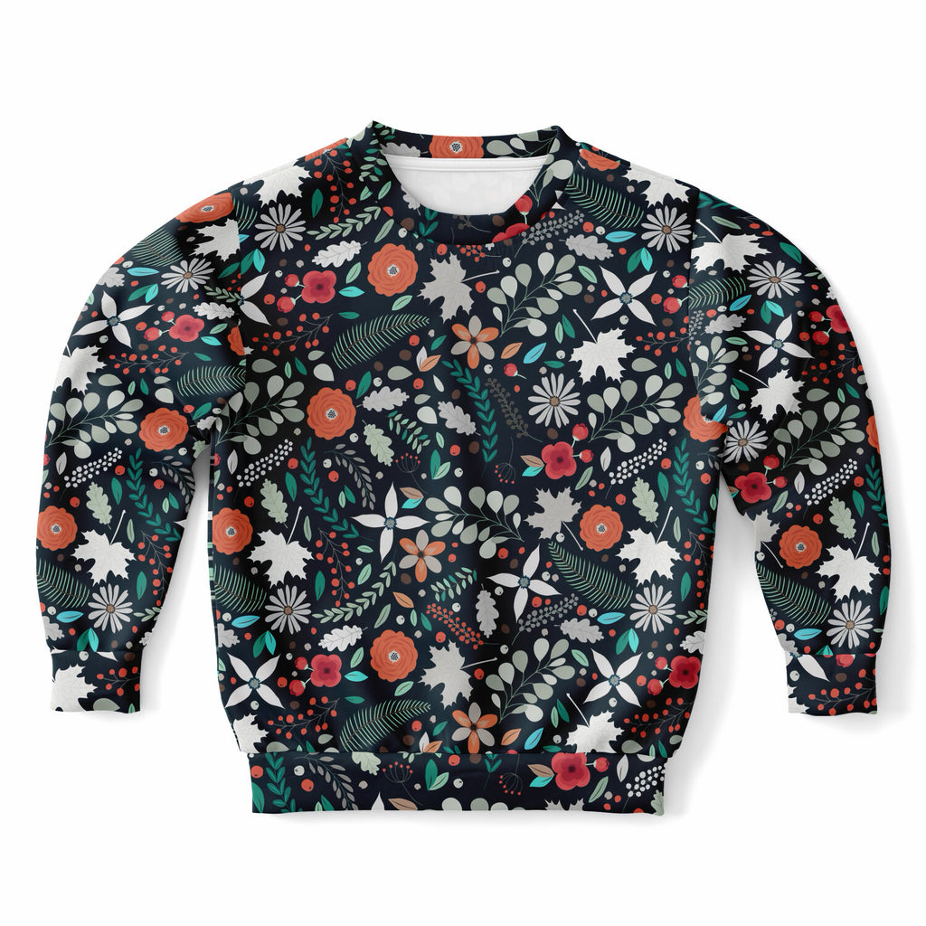 Girls Dark Floral Sweatshirt – Ultra Soft & Stretchy, Cozy Fleece or Lightweight Sports Fabric Sweatshirt – Ultra Soft & Stretchy, Cozy Fleece or Lightweight Sports Fabric