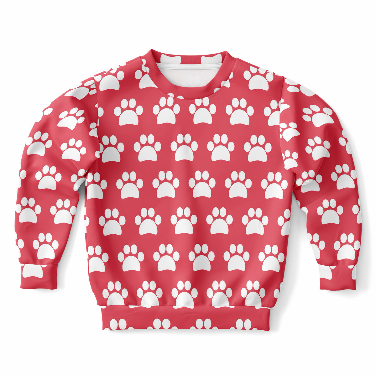 Kids Coral Pink Paw Print Sweatshirt – Ultra Soft & Stretchy, Cozy Fleece or Lightweight Sports Fabric Sweatshirt – Ultra Soft & Stretchy, Cozy Fleece or Lightweight Sports Fabric