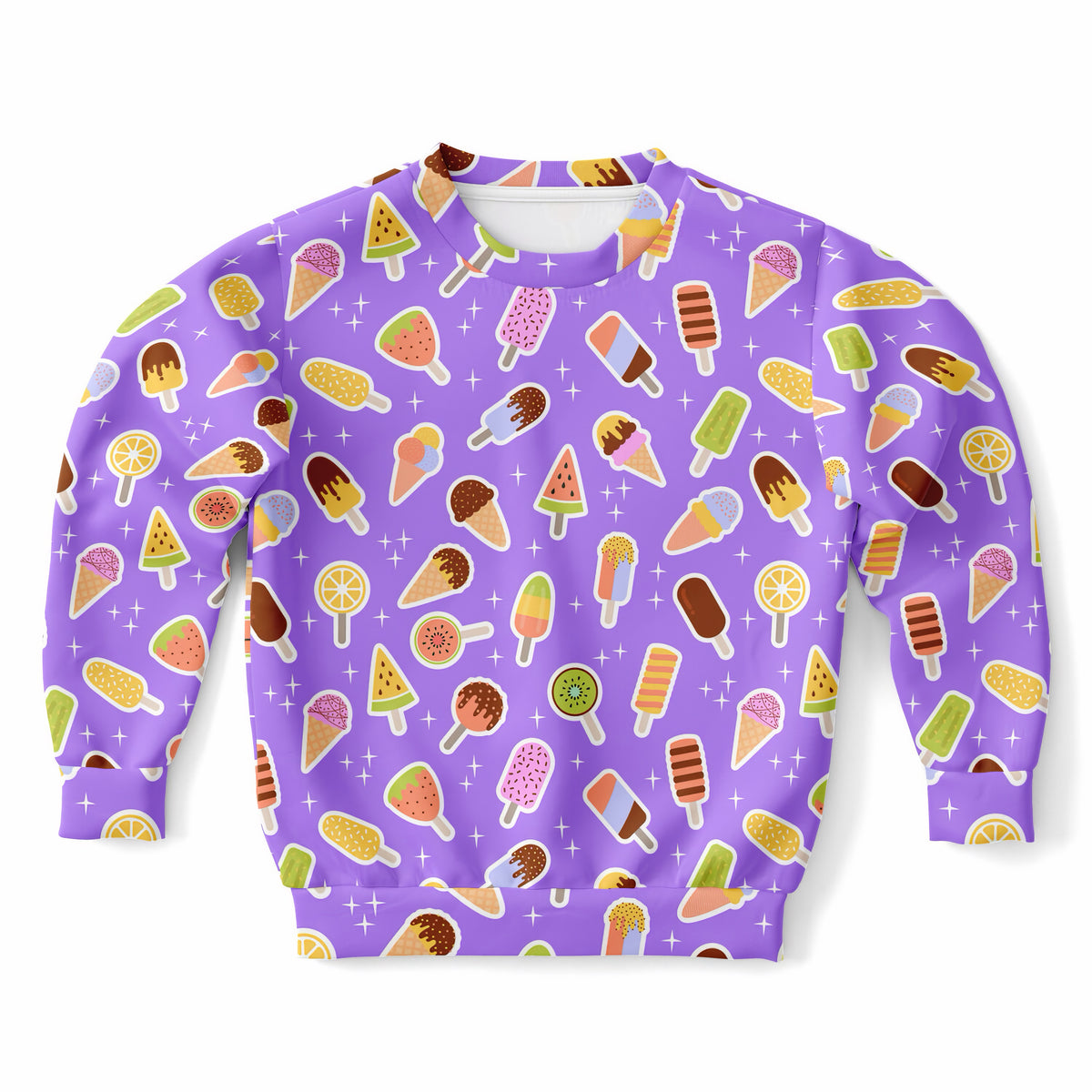 Kids Purple Ice Cream Sweatshirt – Ultra Soft & Stretchy, Cozy Fleece or Lightweight Sports Fabric Sweatshirt – Ultra Soft & Stretchy, Cozy Fleece or Lightweight Sports Fabric
