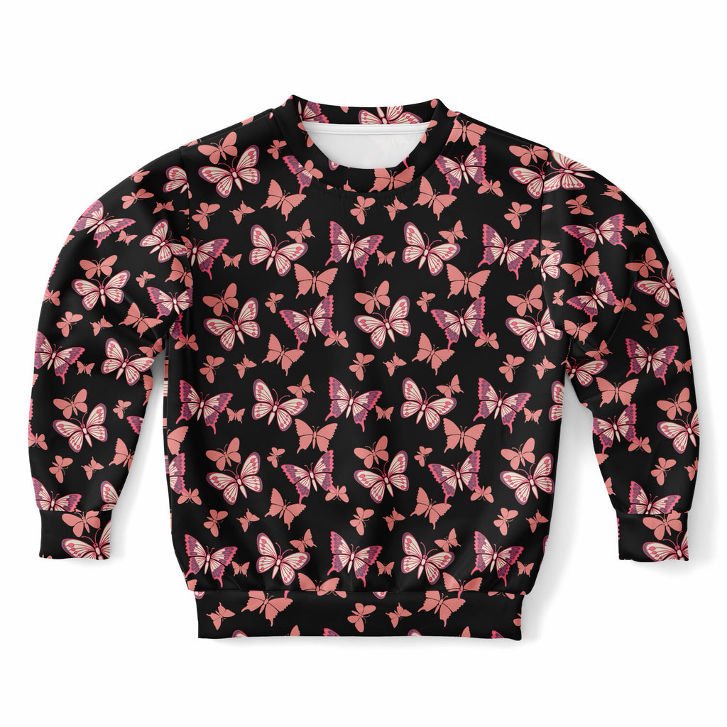 Girls Vibrant Pink Butterfly Sweatshirt – Ultra Soft & Stretchy, Cozy Fleece or Lightweight Sports Fabric Sweatshirt – Ultra Soft & Stretchy, Cozy Fleece or Lightweight Sports Fabric