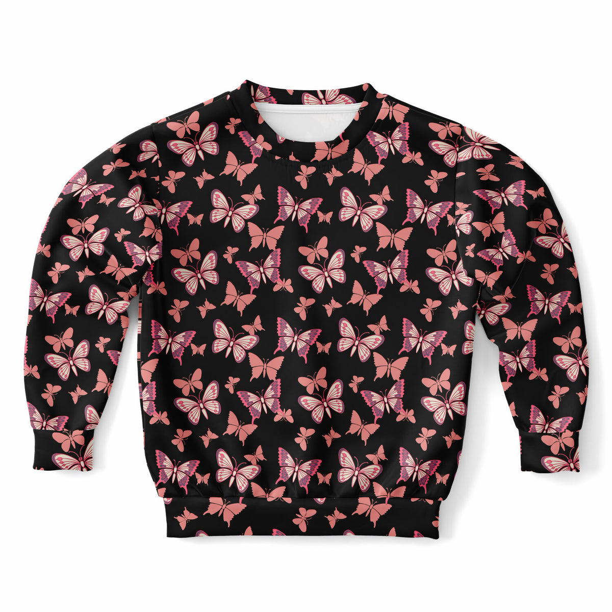 Girls Vibrant Pink Butterfly Sweatshirt – Ultra Soft & Stretchy, Cozy Fleece or Lightweight Sports Fabric Sweatshirt – Ultra Soft & Stretchy, Cozy Fleece or Lightweight Sports Fabric