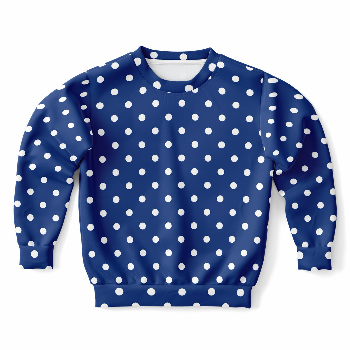Kids Navy Blue Polka Dot Sweatshirt – Ultra Soft & Stretchy, Cozy Fleece or Lightweight Sports Fabric Sweatshirt – Ultra Soft & Stretchy, Cozy Fleece or Lightweight Sports Fabric