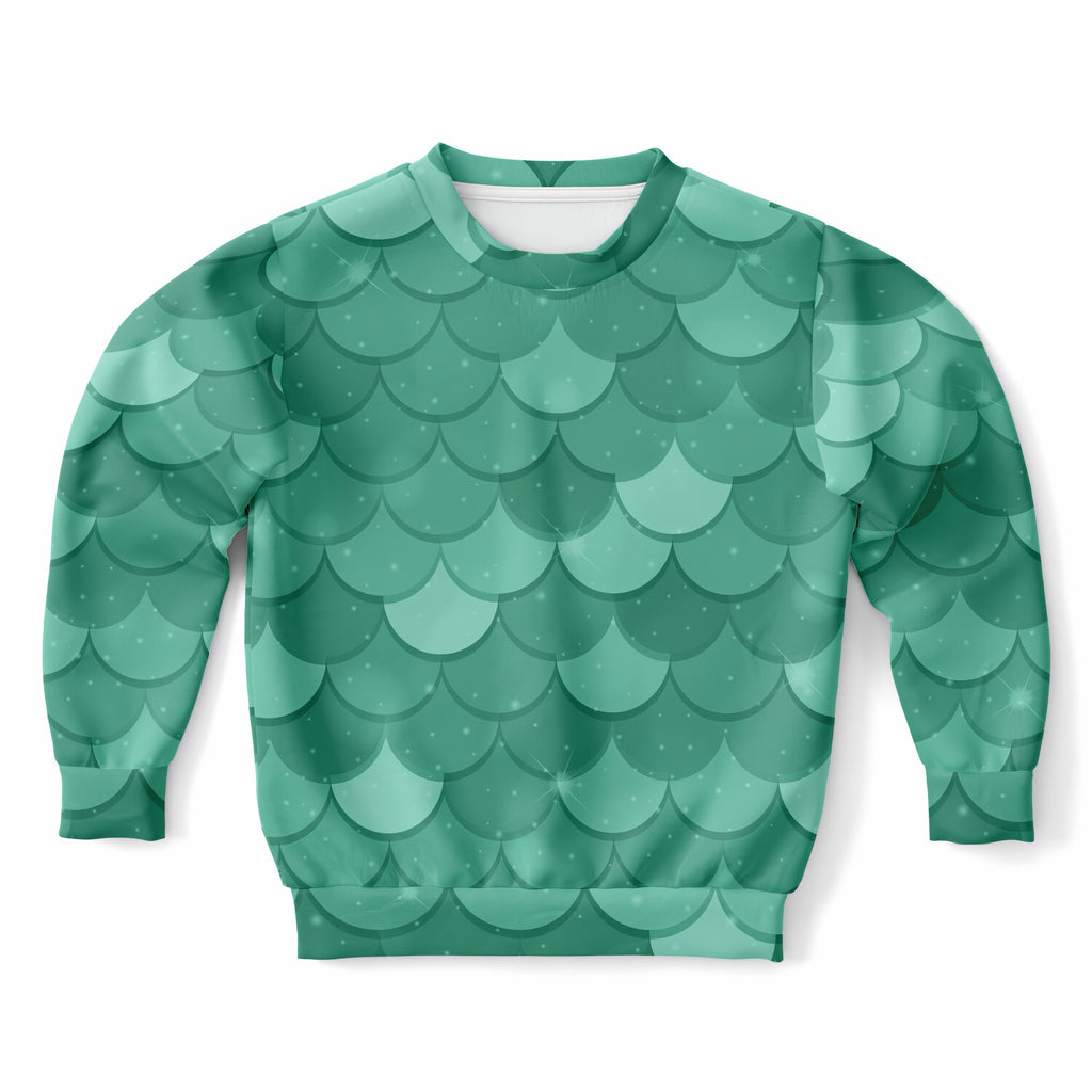 Girls Green Mermaid Sweatshirt – Ultra Soft & Stretchy, Cozy Fleece or Lightweight Sports Fabric Sweatshirt – Ultra Soft & Stretchy, Cozy Fleece or Lightweight Sports Fabric