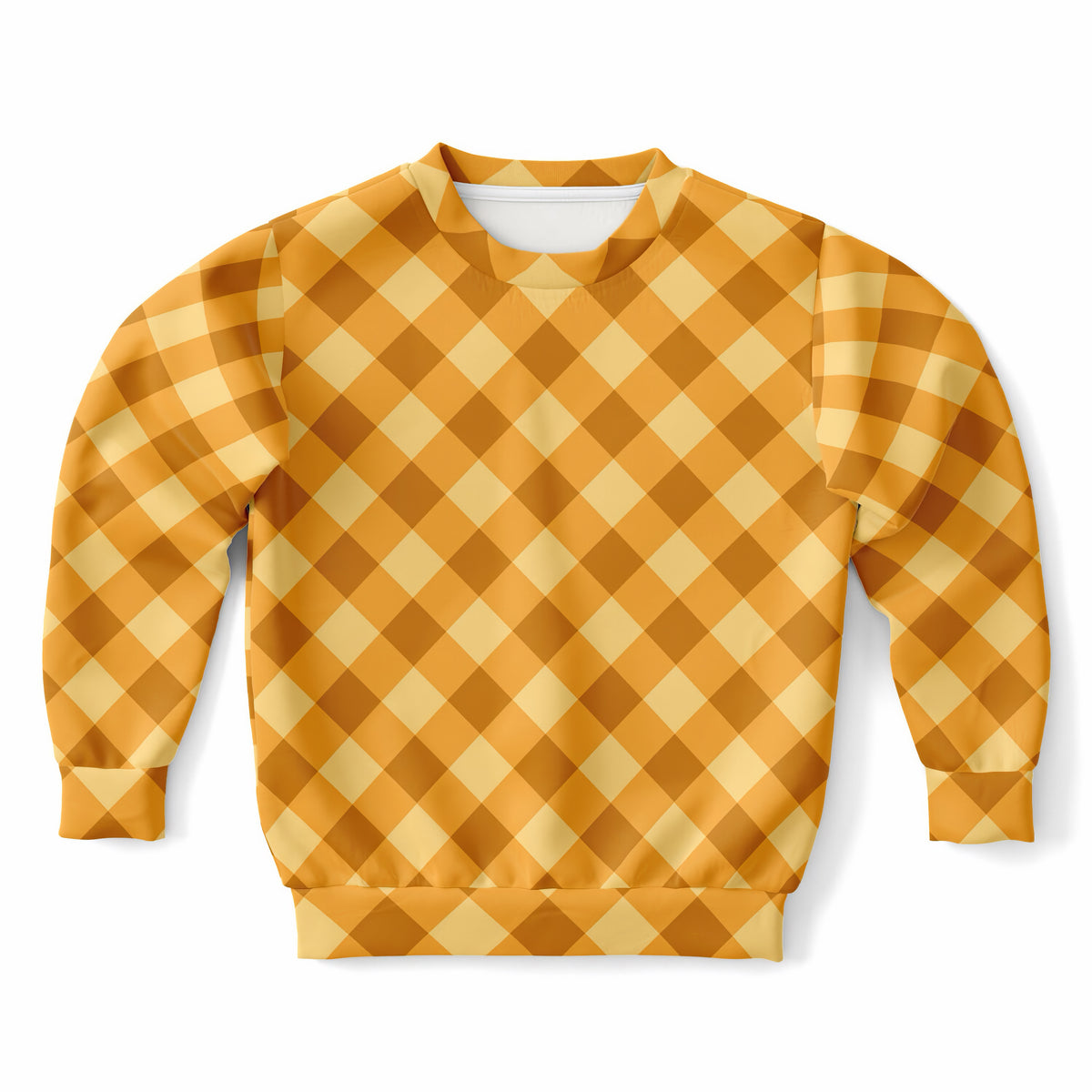 Kids Orange Gingham Sweatshirt – Ultra Soft & Stretchy, Cozy Fleece or Lightweight Sports Fabric Sweatshirt – Ultra Soft & Stretchy, Cozy Fleece or Lightweight Sports Fabric