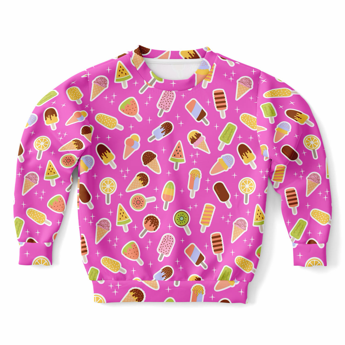 Kids Pink Ice Cream Sweatshirt – Ultra Soft & Stretchy, Cozy Fleece or Lightweight Sports Fabric Sweatshirt – Ultra Soft & Stretchy, Cozy Fleece or Lightweight Sports Fabric