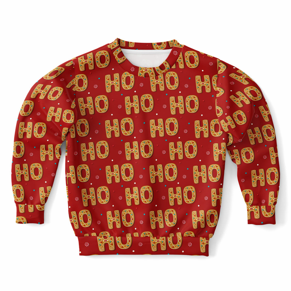 Kids Red Ho Ho Ho Christmas Sweatshirt – Ultra Soft & Stretchy, Cozy Fleece or Lightweight Sports Fabric Sweatshirt – Ultra Soft & Stretchy, Cozy Fleece or Lightweight Sports Fabric