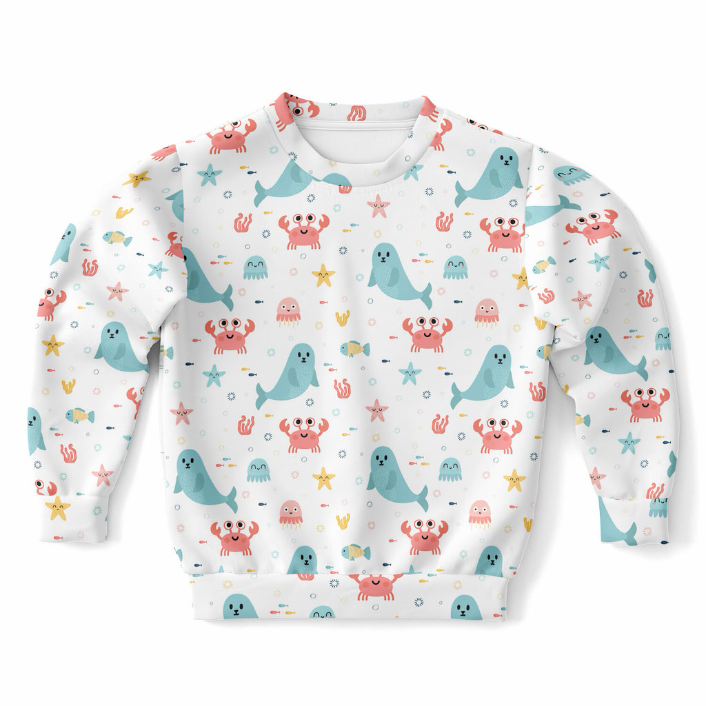 Kids Cute Ocean Animals Sweatshirt – Ultra Soft & Stretchy, Cozy Fleece or Lightweight Sports Fabric Sweatshirt – Ultra Soft & Stretchy, Cozy Fleece or Lightweight Sports Fabric