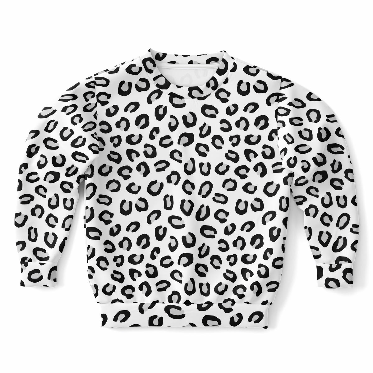 Kids Black & White Leopard Print Sweatshirt – Ultra Soft & Stretchy, Cozy Fleece or Lightweight Sports Fabric Sweatshirt – Ultra Soft & Stretchy, Cozy Fleece or Lightweight Sports Fabric