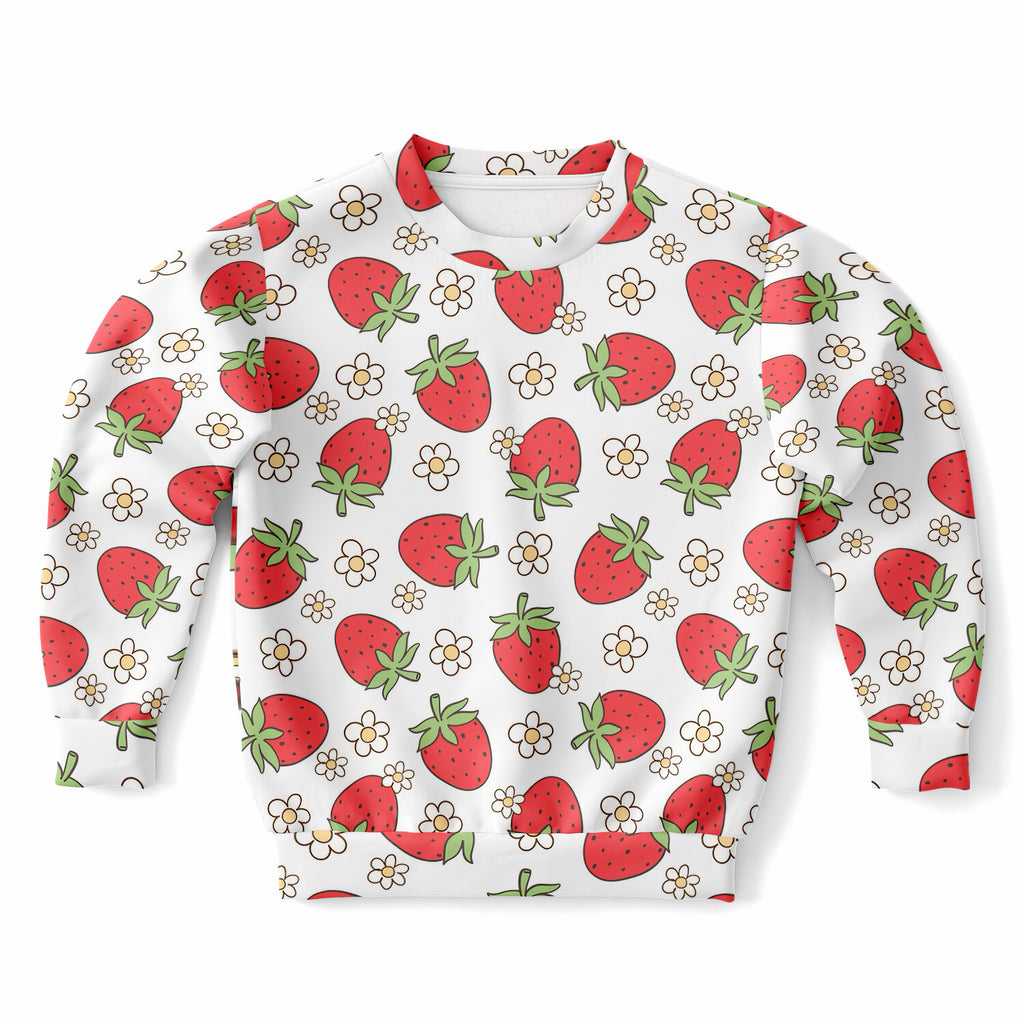 Girls Strawberry & Daisy Sweatshirt – Ultra Soft & Stretchy, Cozy Fleece or Lightweight Sports Fabric Sweatshirt – Ultra Soft & Stretchy, Cozy Fleece or Lightweight Sports Fabric