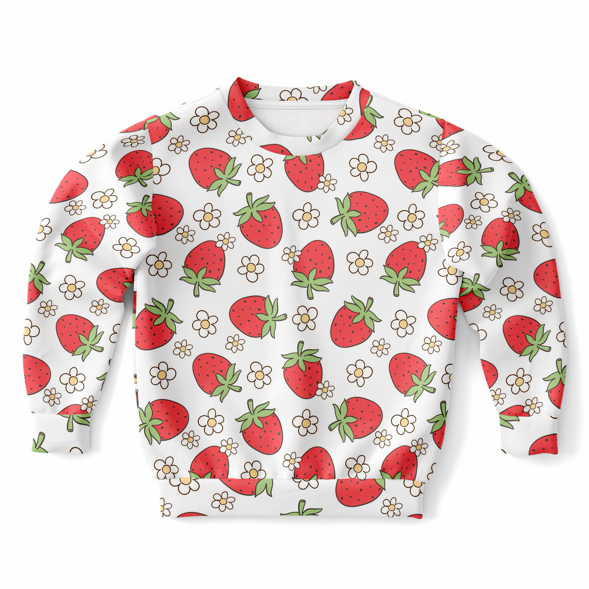 Girls Strawberry & Daisy Sweatshirt – Ultra Soft & Stretchy, Cozy Fleece or Lightweight Sports Fabric Sweatshirt – Ultra Soft & Stretchy, Cozy Fleece or Lightweight Sports Fabric