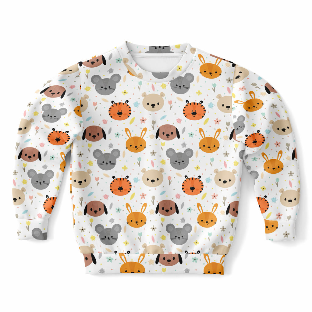 Kids Cute Animal Faces Sweatshirt – Ultra Soft & Stretchy, Cozy Fleece or Lightweight Sports Fabric Sweatshirt – Ultra Soft & Stretchy, Cozy Fleece or Lightweight Sports Fabric