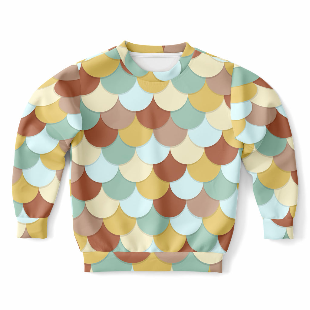 Girls Aqua Mermaid Scales Sweatshirt – Ultra Soft & Stretchy, Cozy Fleece or Lightweight Sports Fabric Sweatshirt – Ultra Soft & Stretchy, Cozy Fleece or Lightweight Sports Fabric