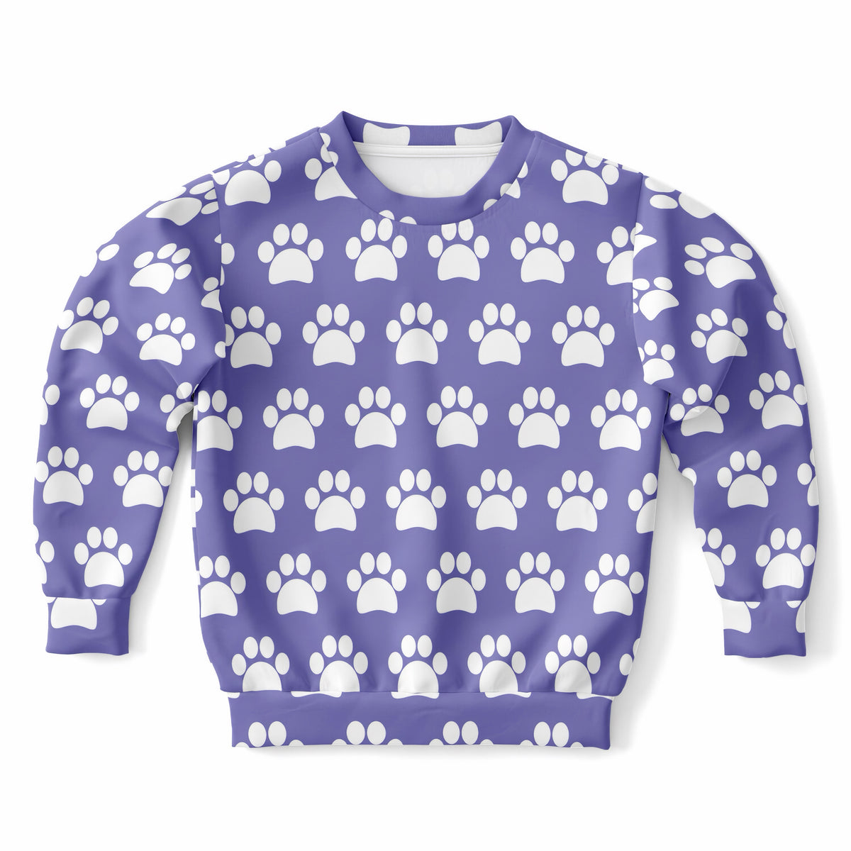 Kids Purple Paw Print Sweatshirt – Ultra Soft & Stretchy, Cozy Fleece or Lightweight Sports Fabric Sweatshirt – Ultra Soft & Stretchy, Cozy Fleece or Lightweight Sports Fabric