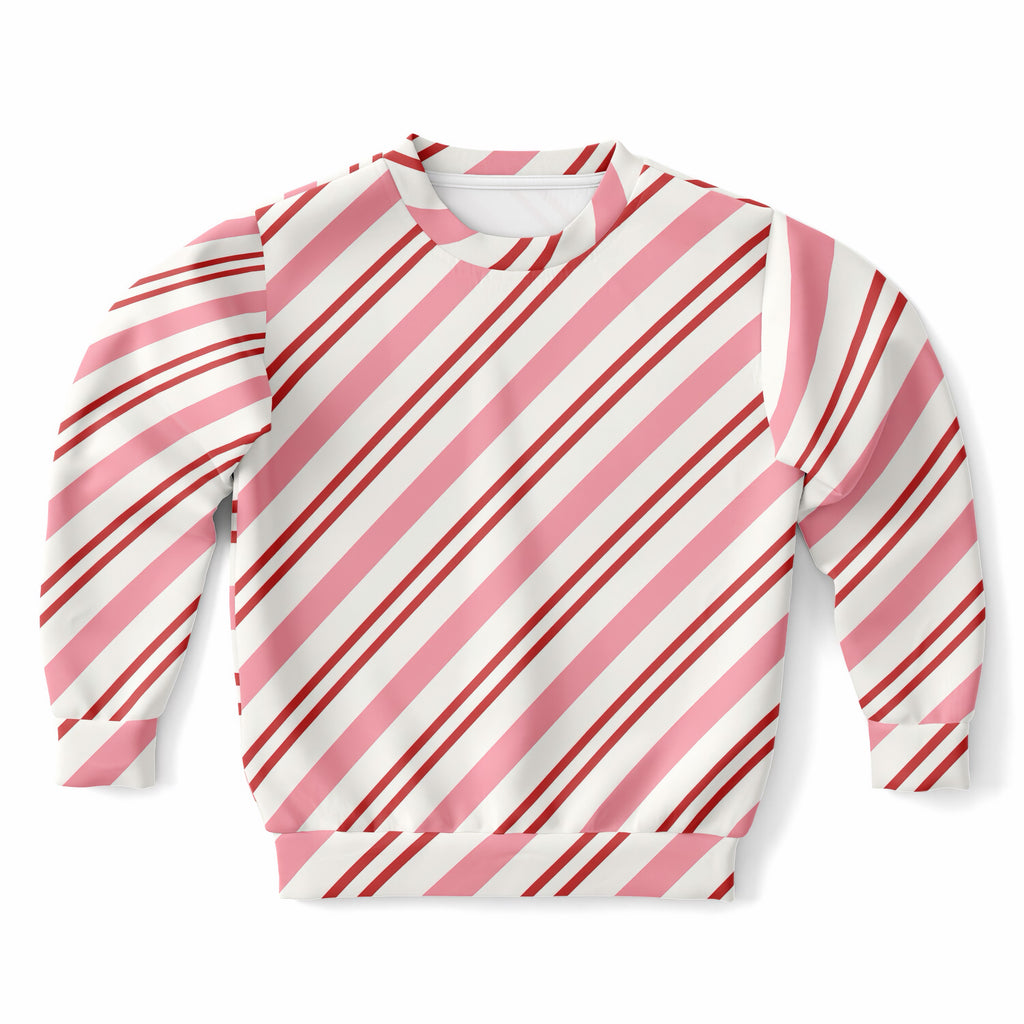 Girls Pink Candy Cane Sweatshirt – Ultra Soft & Stretchy, Cozy Fleece or Lightweight Sports Fabric Sweatshirt – Ultra Soft & Stretchy, Cozy Fleece or Lightweight Sports Fabric