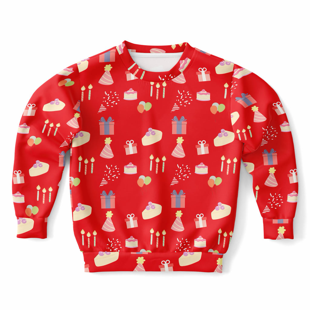 Kids Birthday Party Red Sweatshirt – Ultra Soft & Stretchy, Cozy Fleece or Lightweight Sports Fabric Sweatshirt – Ultra Soft & Stretchy, Cozy Fleece or Lightweight Sports Fabric