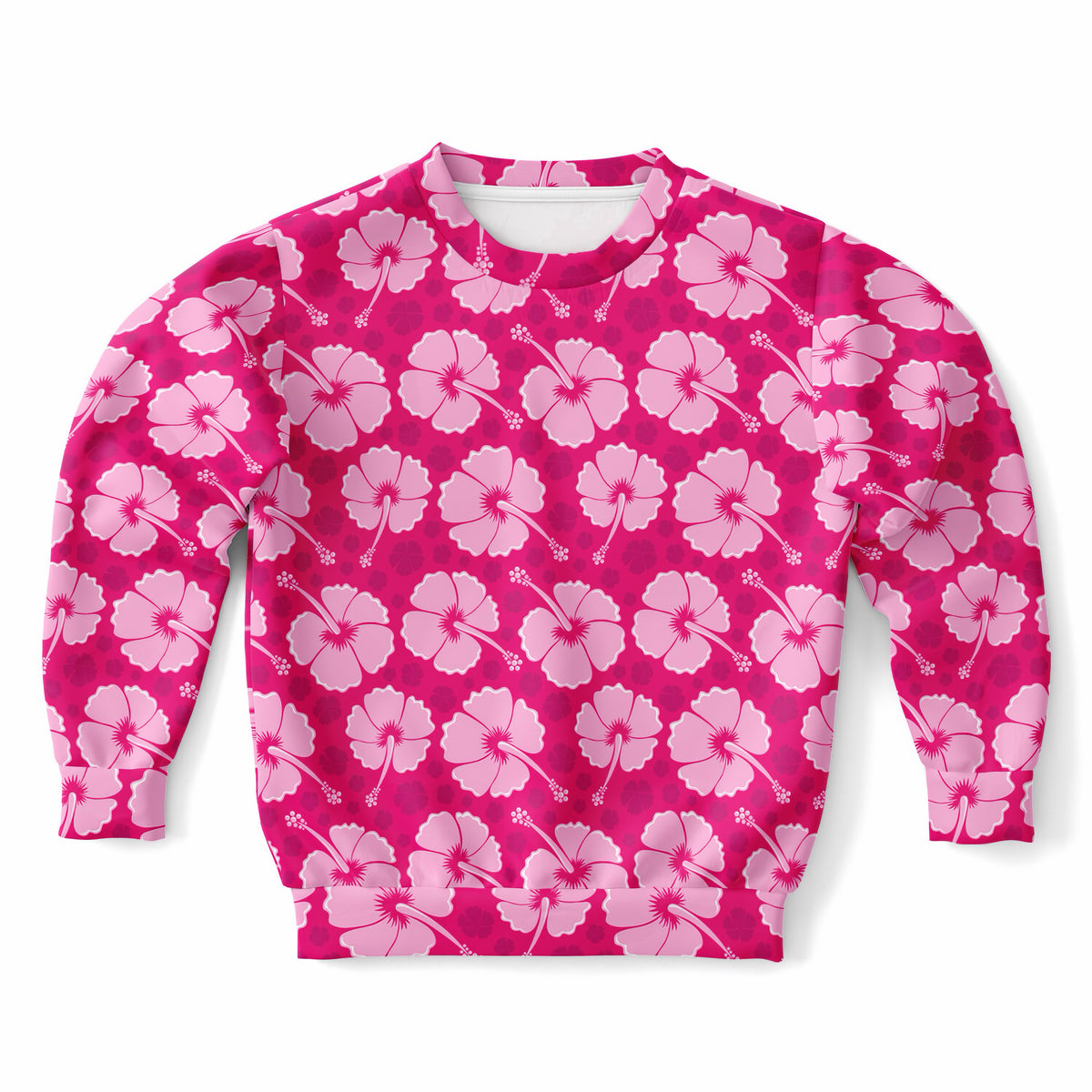 Girls Tropical Pink Hibiscus Sweatshirt – Ultra Soft & Stretchy, Cozy Fleece or Lightweight Sports Fabric Sweatshirt – Ultra Soft & Stretchy, Cozy Fleece or Lightweight Sports Fabric
