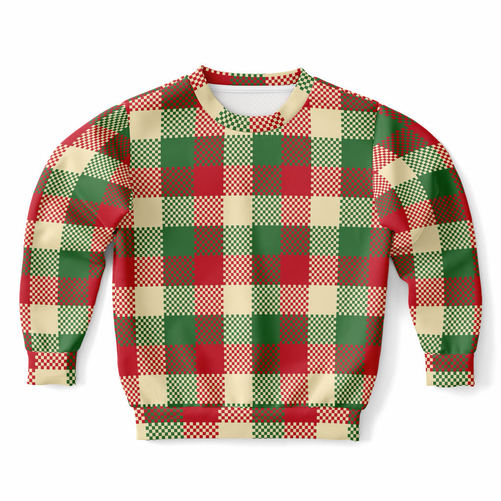 Kids Christmas Plaid Sweatshirt – Ultra Soft & Stretchy, Cozy Fleece or Lightweight Sports Fabric Sweatshirt – Ultra Soft & Stretchy, Cozy Fleece or Lightweight Sports Fabric