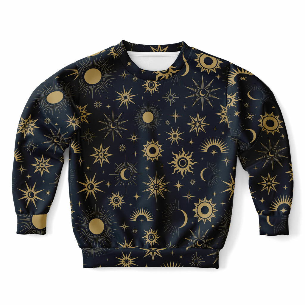 Kids Celestial Sun & Moon Sweatshirt – Ultra Soft & Stretchy, Cozy Fleece or Lightweight Sports Fabric Sweatshirt – Ultra Soft & Stretchy, Cozy Fleece or Lightweight Sports Fabric
